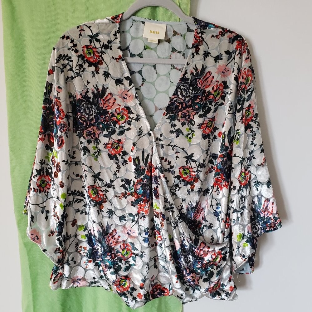 Anthropologie Top | Maeve Umi Velvet Wrap Top